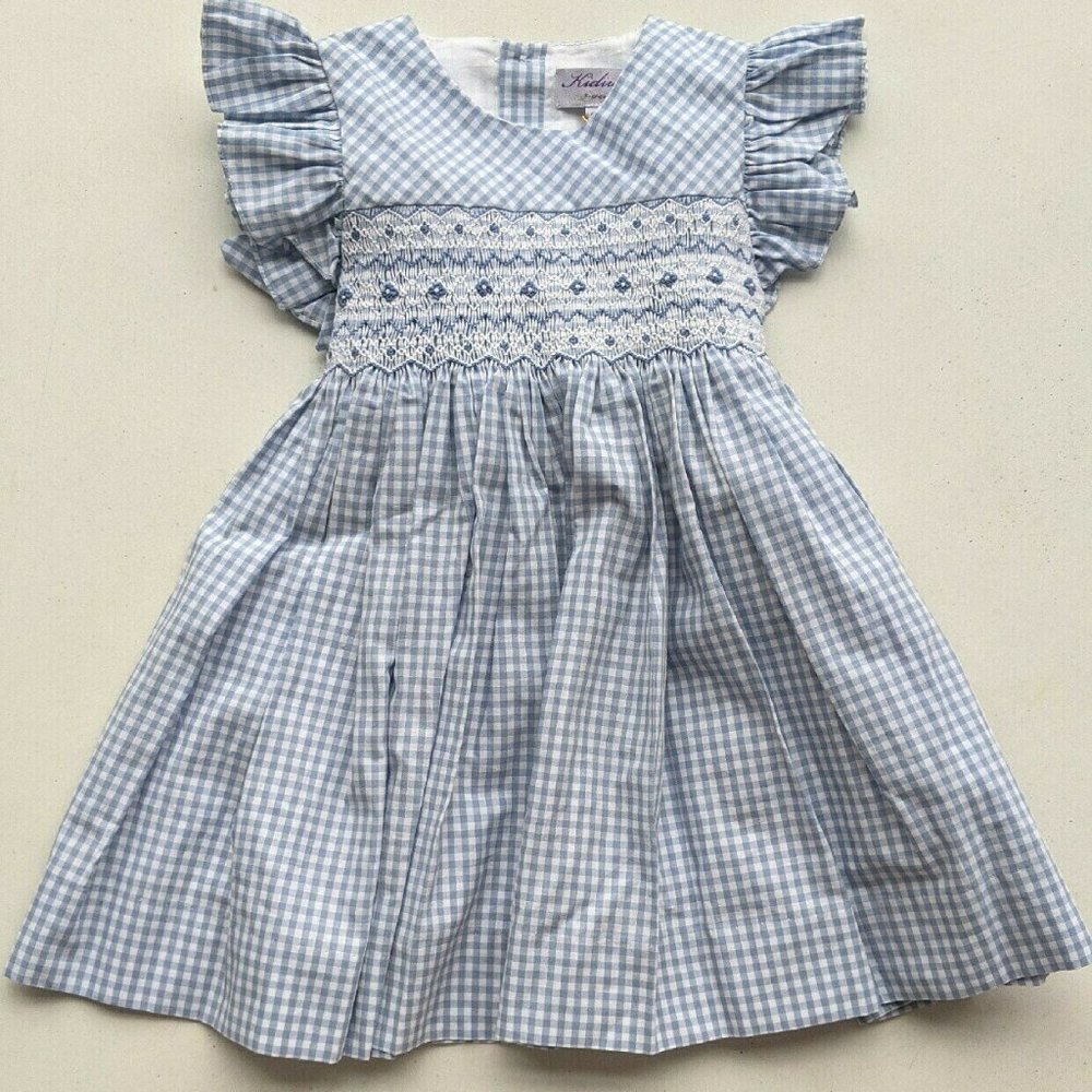 Kidiwi Blue Gingham Dress - Handmade in France